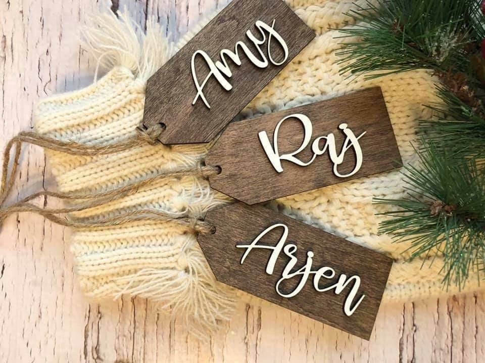 Wooden Stocking Nametags Farmhouse Style