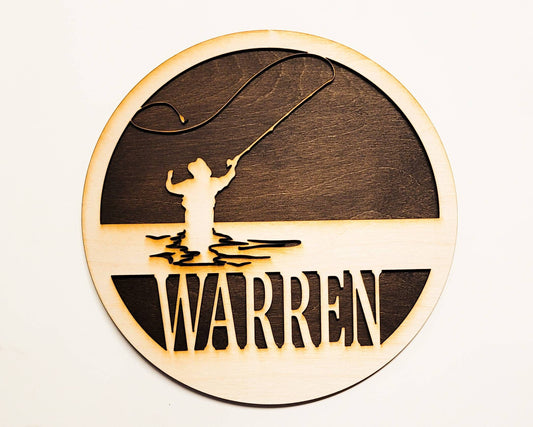 Fishing Monogram Door Sign