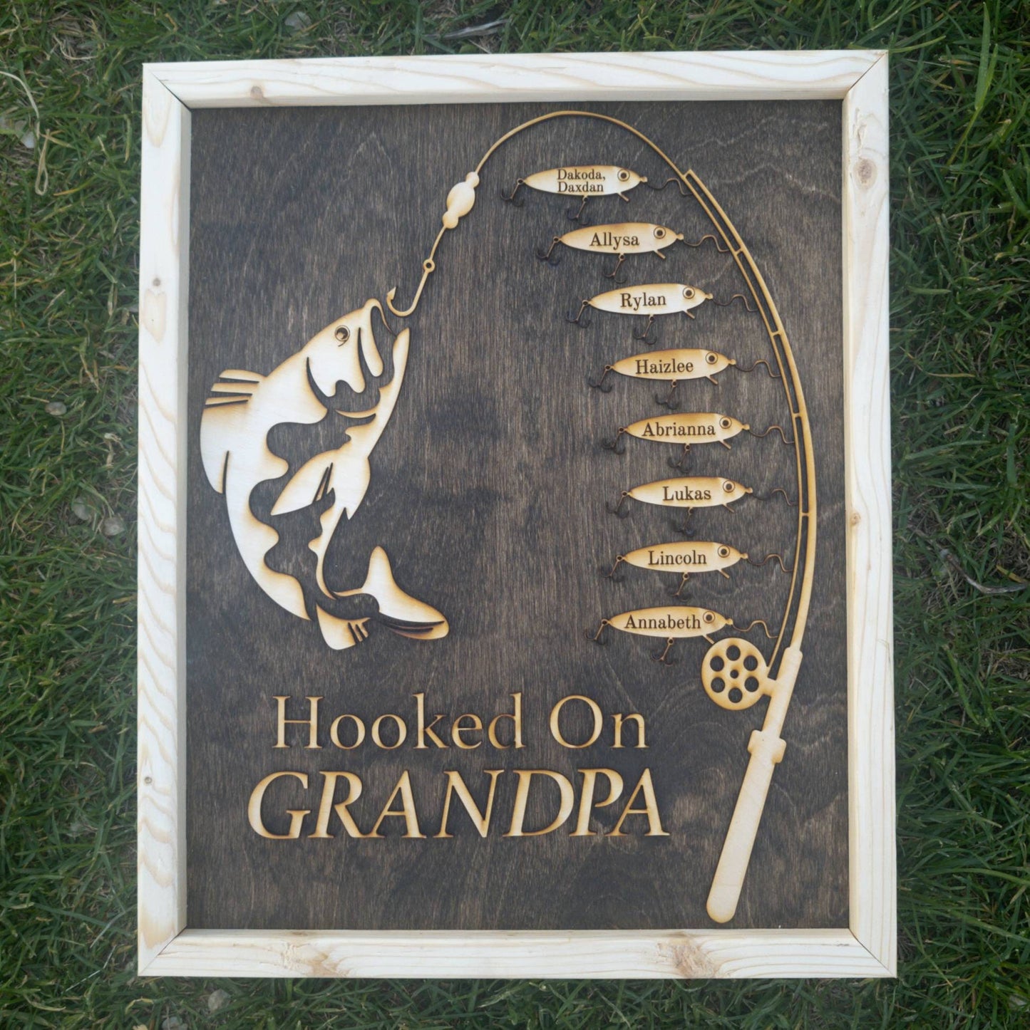 Framed XL Hooked on Grandpa Sign