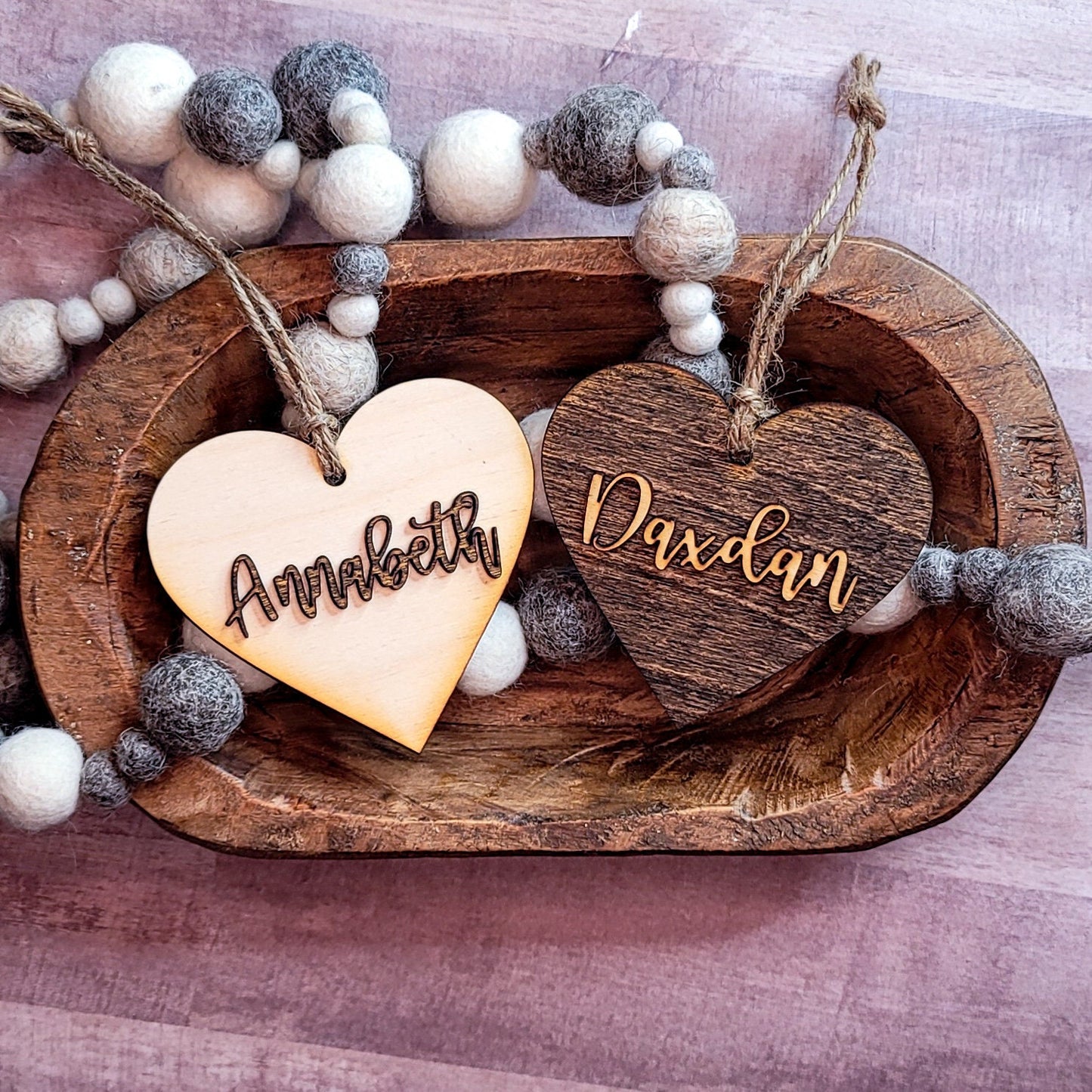 Neutral Wood Valentine Heart Tags Personalized Tags For Gift Bags
