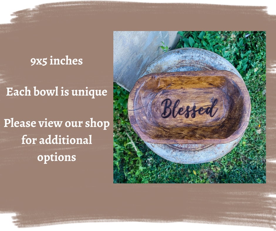 Thank You Engraved Wooden Hand Carved Dough Bowl Prayer Bowl Personalized Gift