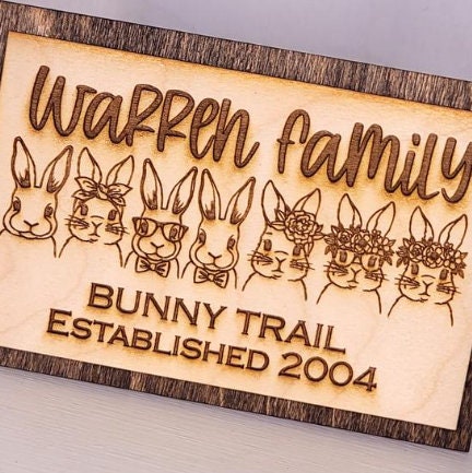 Personalized Easter Sign Bunny Trail Family Mini Shelf Desk Sign Easy Decor Spring Decoration Gift for Mom Rabbit Decor