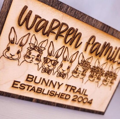 Personalized Easter Sign Bunny Trail Family Mini Shelf Desk Sign Easy Decor Spring Decoration Gift for Mom Rabbit Decor