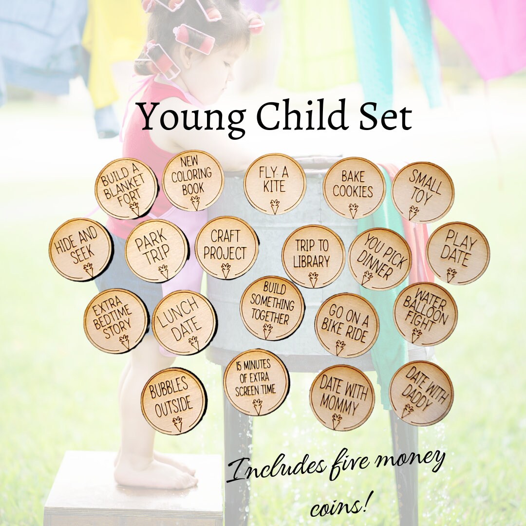 Chore Reward Tokens 25 Wooden Coins for Children and Teens Tweens Teenager Chore Incentive Award