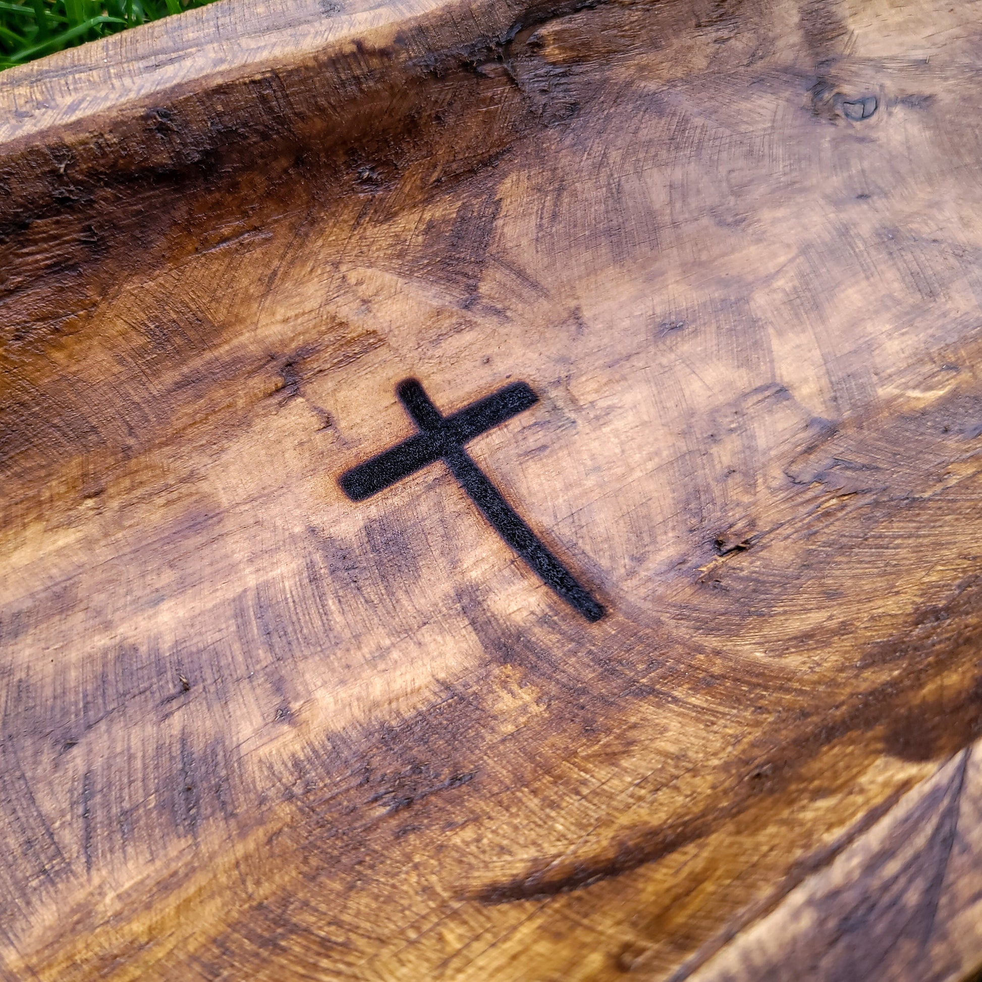Christian Gift Rustic Cross Engraved Dough Bowl Family Heirloom Faith Gift He Lives Unique Wedding Gift For Friends Family Christmas Gift