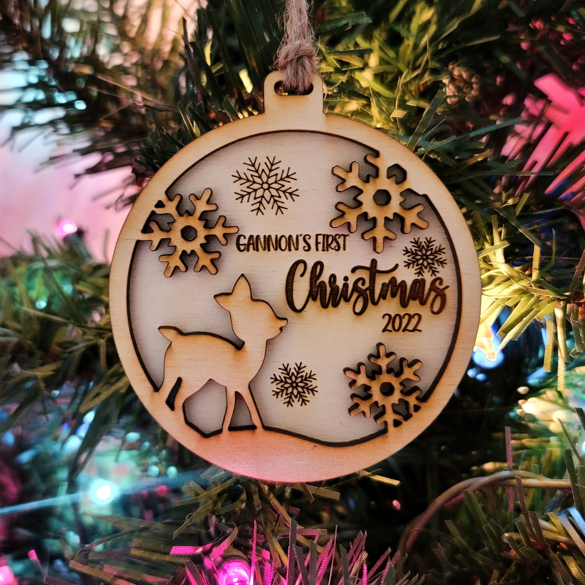 Baby's First Christmas Deer Ornament Personalized Baby Fawn Christmas Ornament Gift for New Mom Christmas Tree Heirloom Gift for New Parents